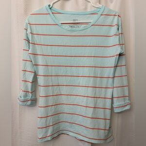 Patagonia Striped Light Blue and Red Long Sleeve Shirt